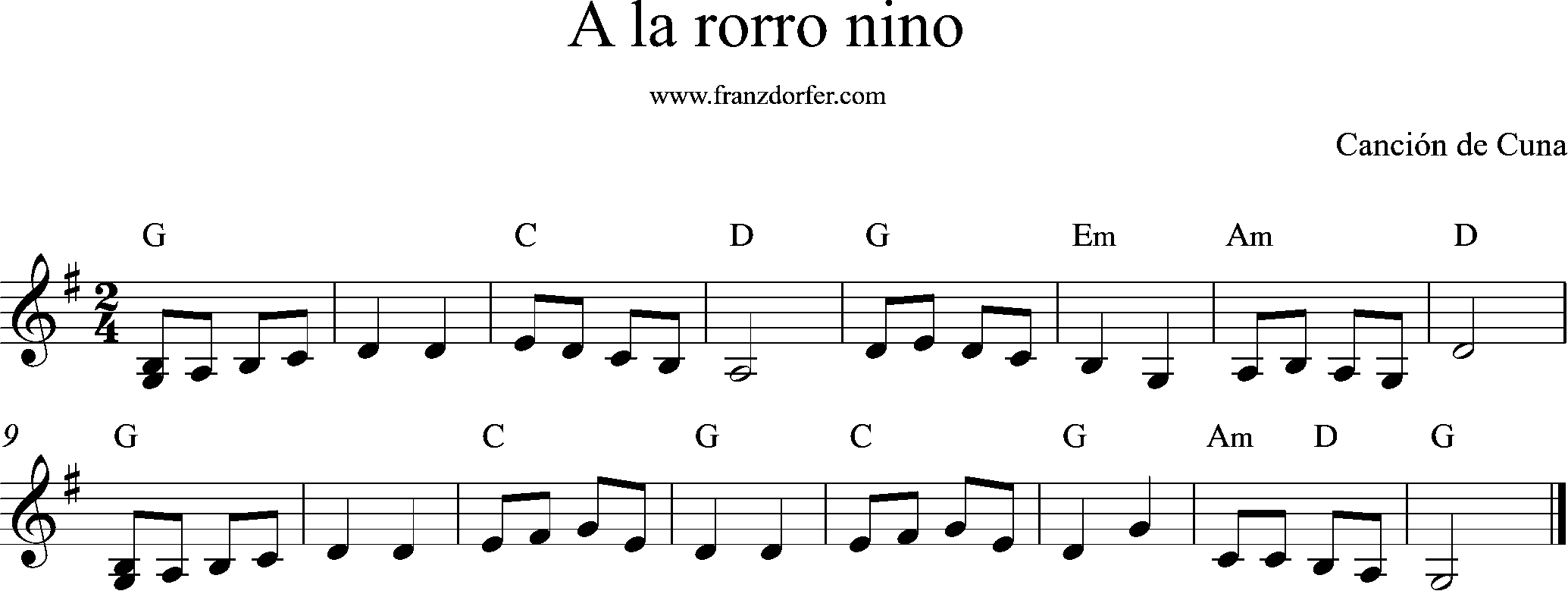 a la rorr nino, G-Major